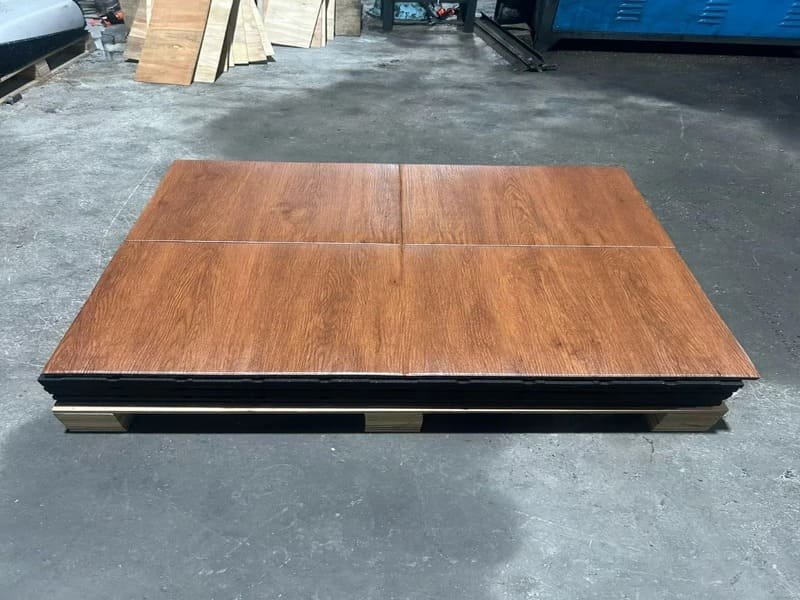 Cross-section showing flooring subfloor and underlayment layers